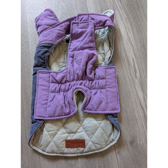 ThinkPet Quilted Dog Jacket Purple & Gray Warm Vest With Velcro Closure M Size - Picture 4 of 6